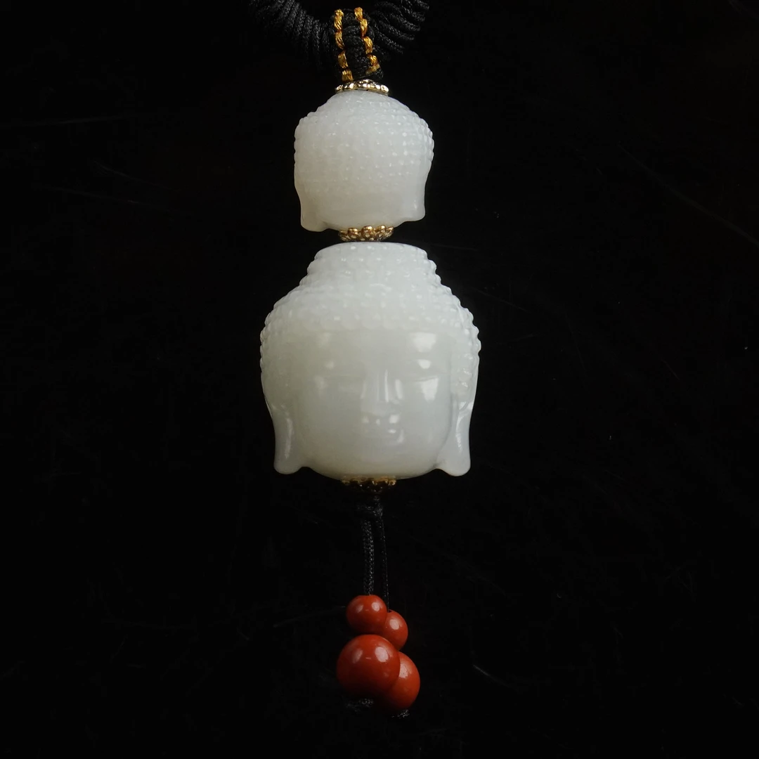 【清】白玉佛头挂坠（长4.2cm宽2.3cm重31g）QTY505