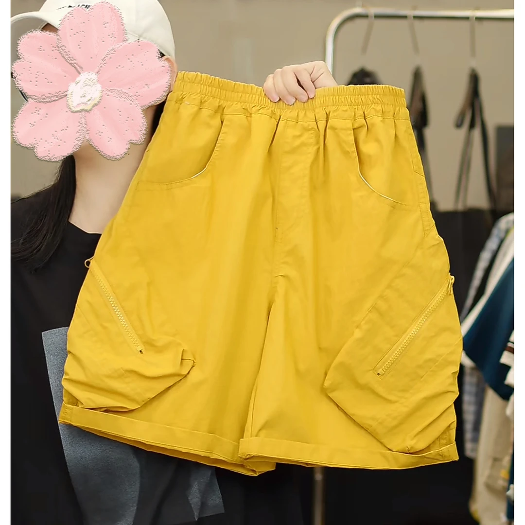 KM PERSONALITY 2025 新款 夏季儿童黄色工装短裤 956