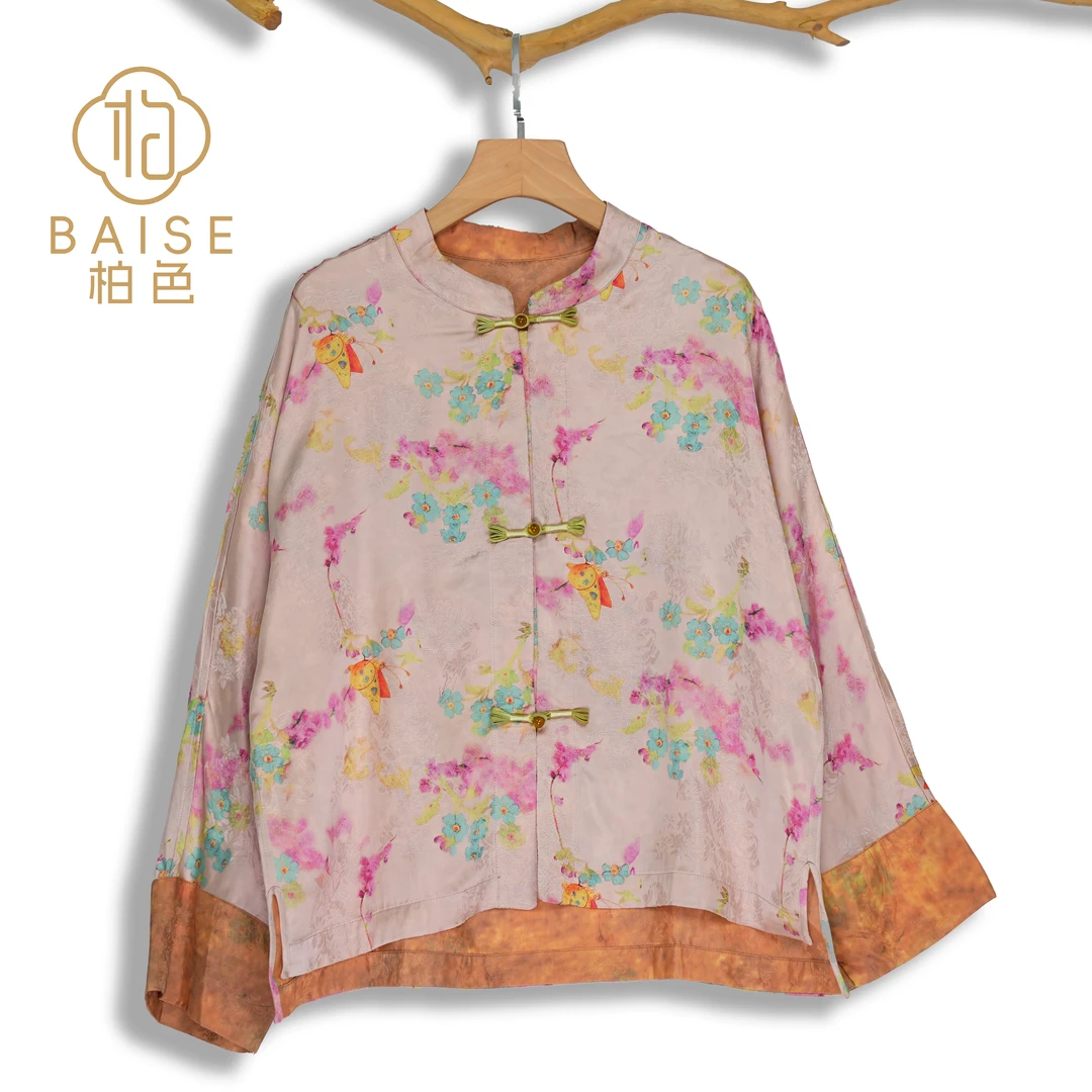 中式开衫复古盘扣传统改良花色春季女装宽松上衣1573