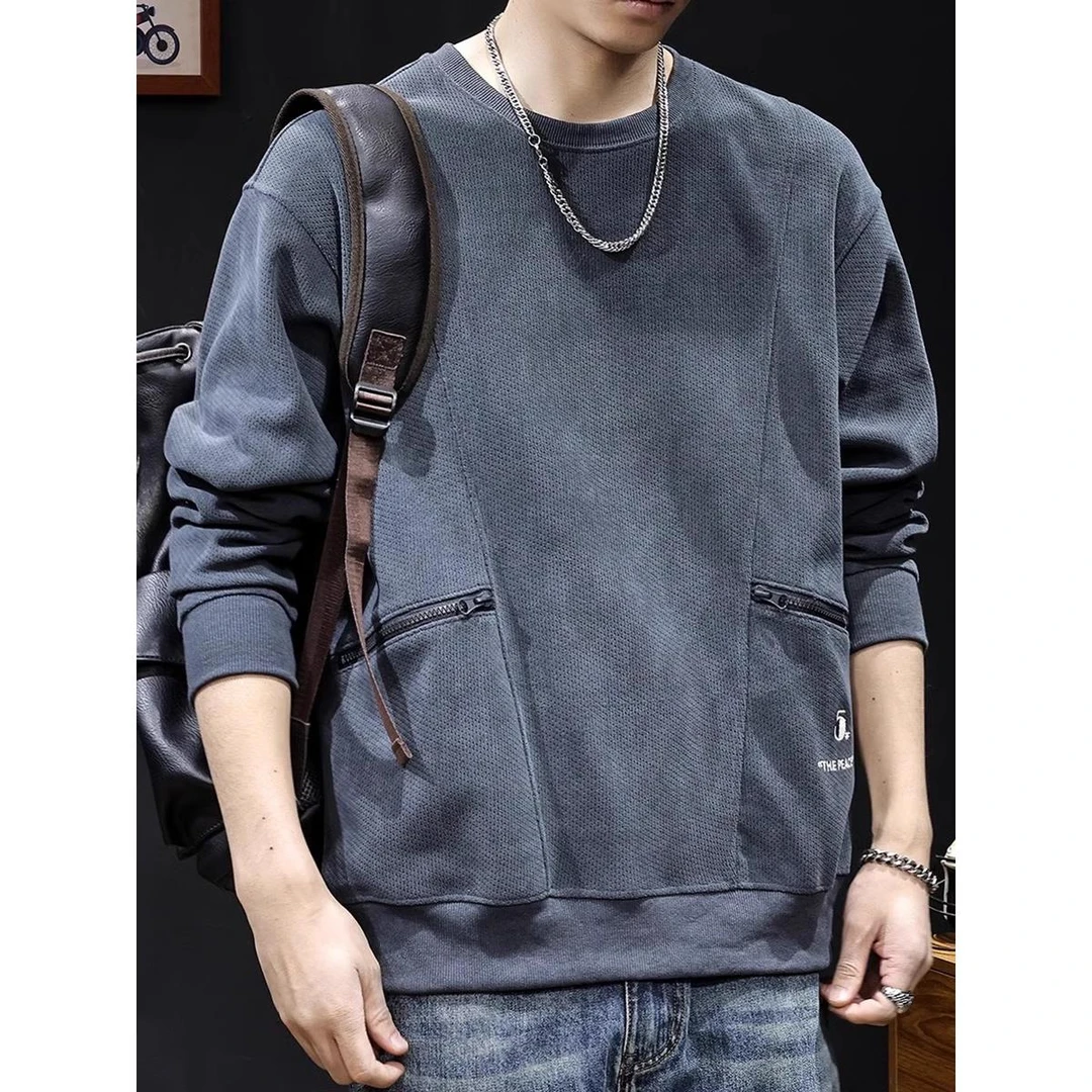 HKYC拉链口袋卫衣男秋季2025新款男装大码男士潮牌衣服春秋款长袖