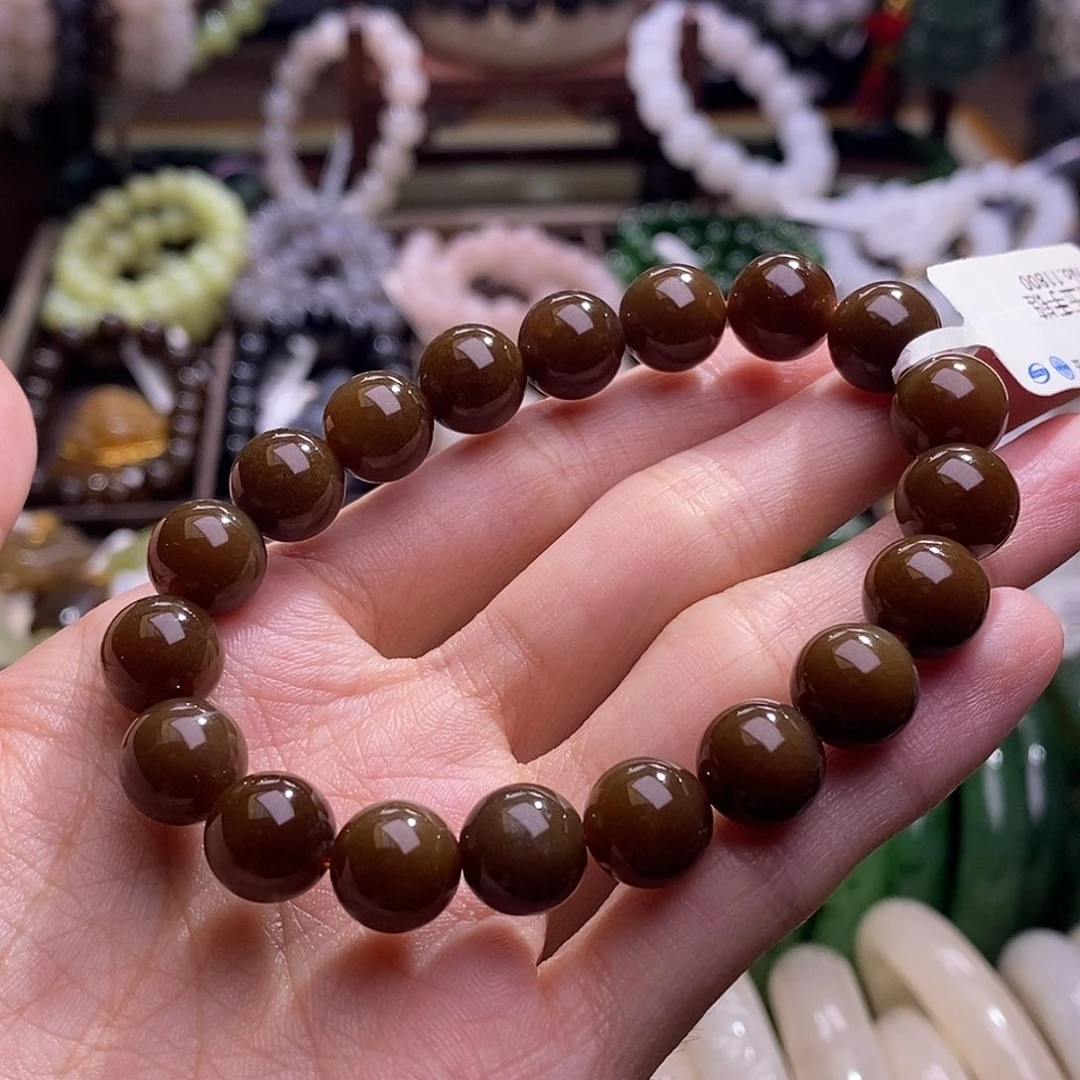 颈饰未镶嵌和田玉且末糖手串10MM