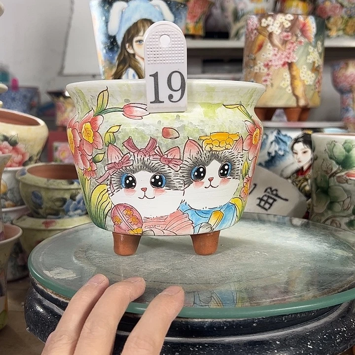 满38包邮 景德镇幸运花盆