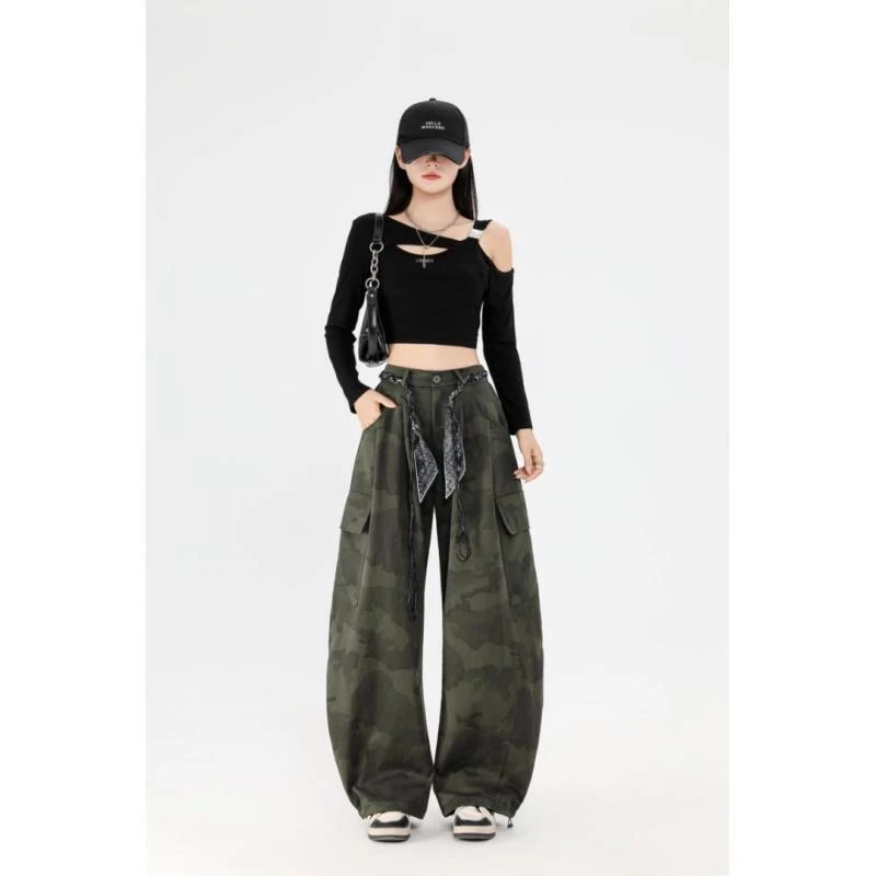 【送腰绳】弯刀速干裤女春秋款2025高腰显瘦休闲慵懒休闲宽松阔腿裤