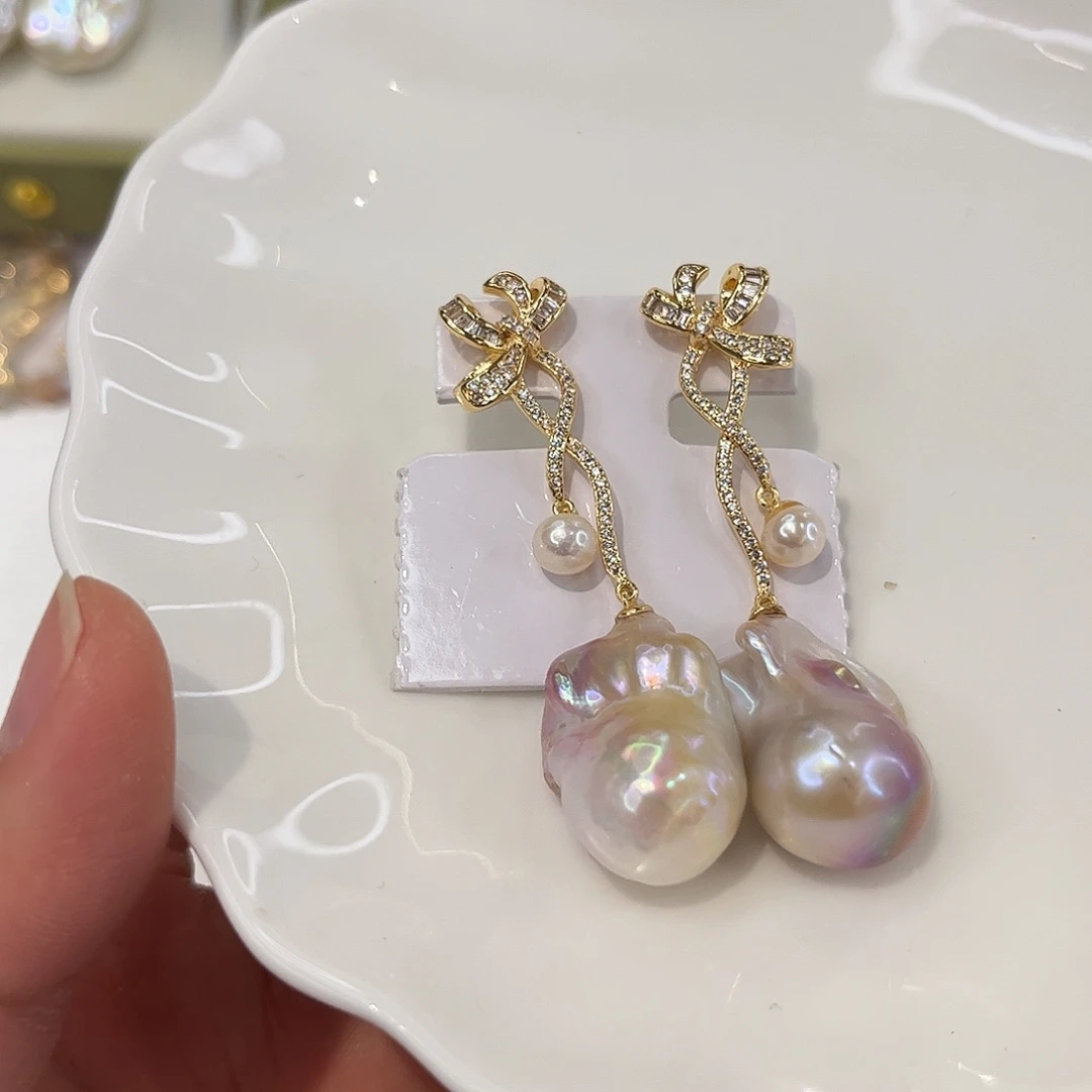 合金淡水珍珠耳饰