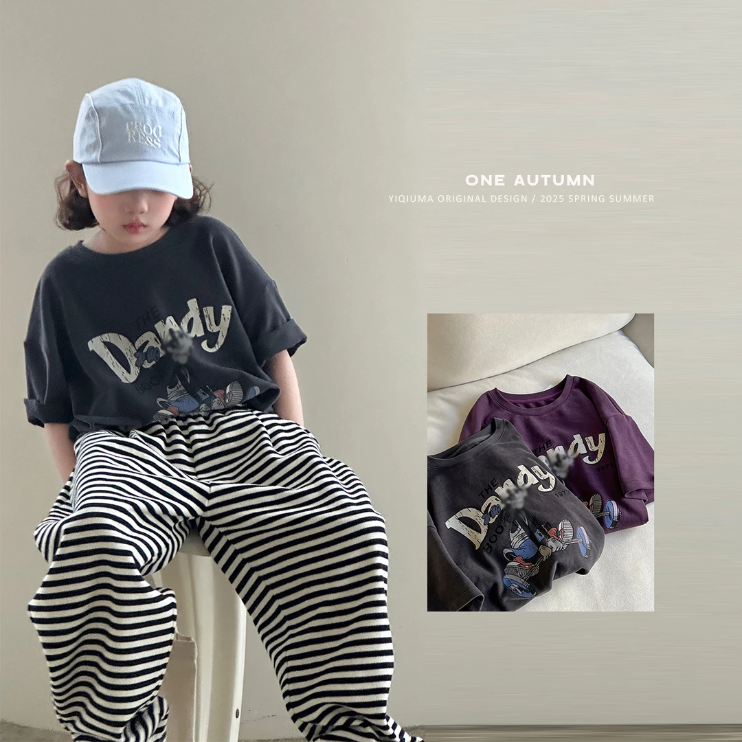 「壹秋.ONE AUTUMN」【童话乐园】密丝绒卡通印花T恤女童春季短袖上衣