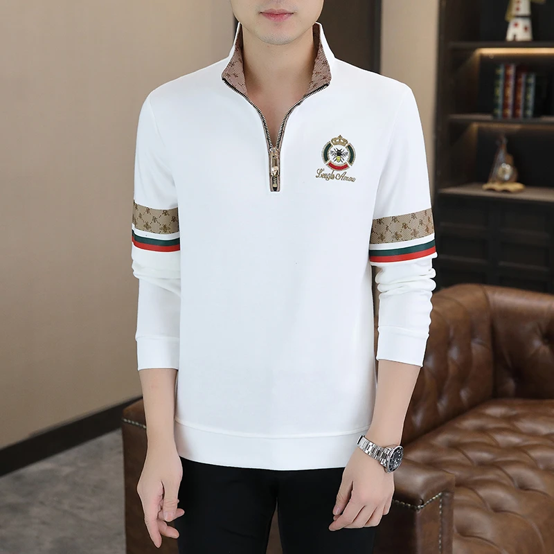 范希巴迪半拉链卫衣男士秋季潮休闲立领T恤欧版百搭高端长袖上衣