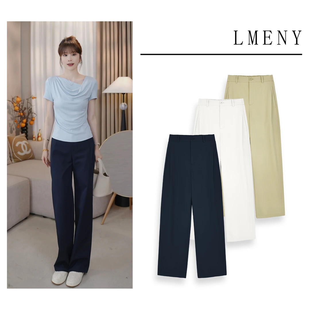 LMENY腔调显瘦裤~双版本通勤显高打褶休闲裤裤子25BK032