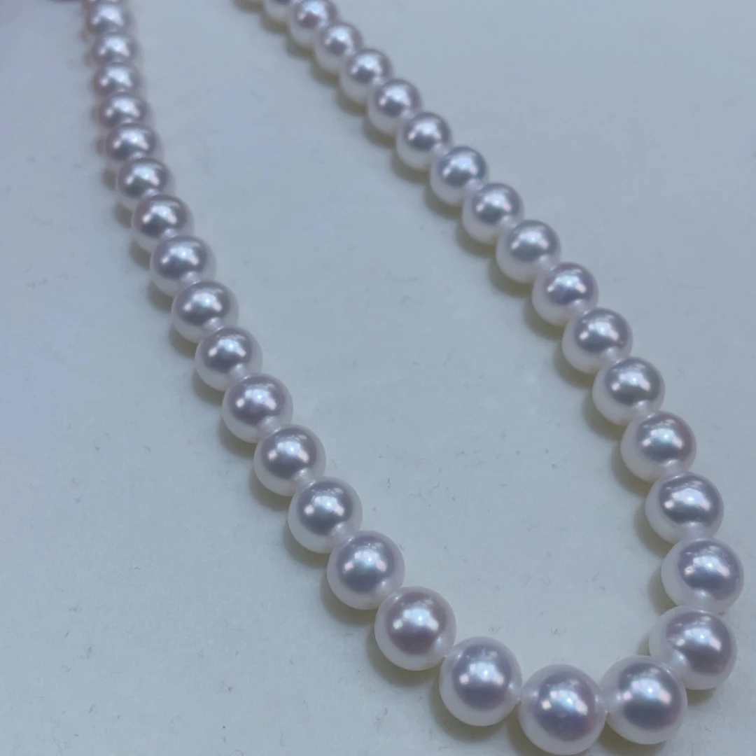 淡水珍珠7.5/8.5镜面冷白透亮澳白光银S925镶嵌