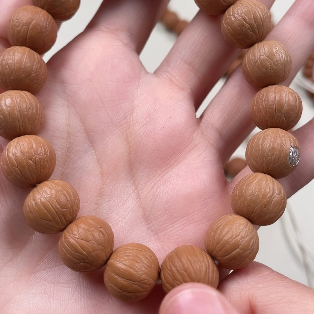 猴头核桃手串原皮聚宝盆13大➕银标