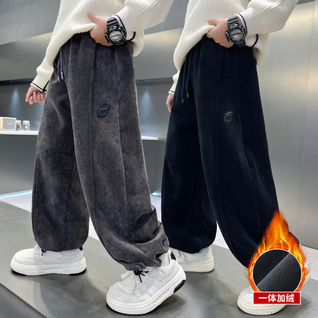 儿童装男童裤子秋冬款2025新款冬装大童羊羔绒男孩冬季休闲裤加绒