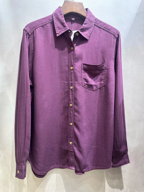 时尚百搭垂感柔软长袖天丝衬衣