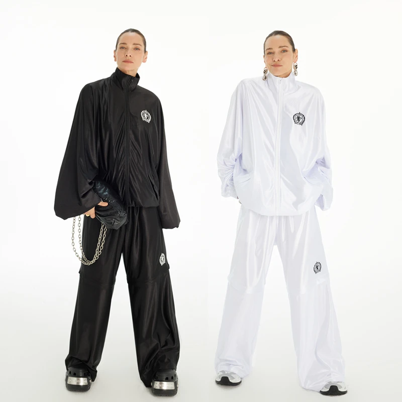 NRDR 黑白两色光感面料廓形运动外套+可拆卸运动裤