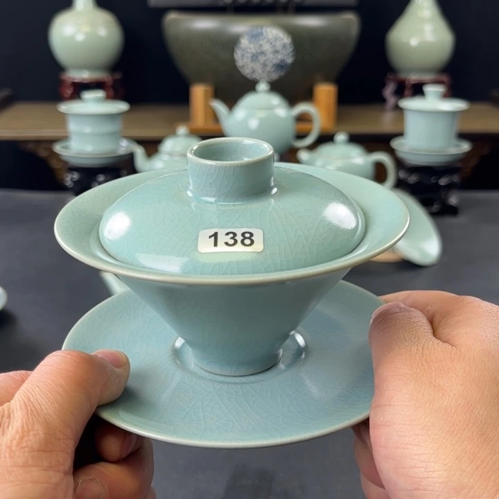 杯仿古釉汝官窑斗笠盖碗138号