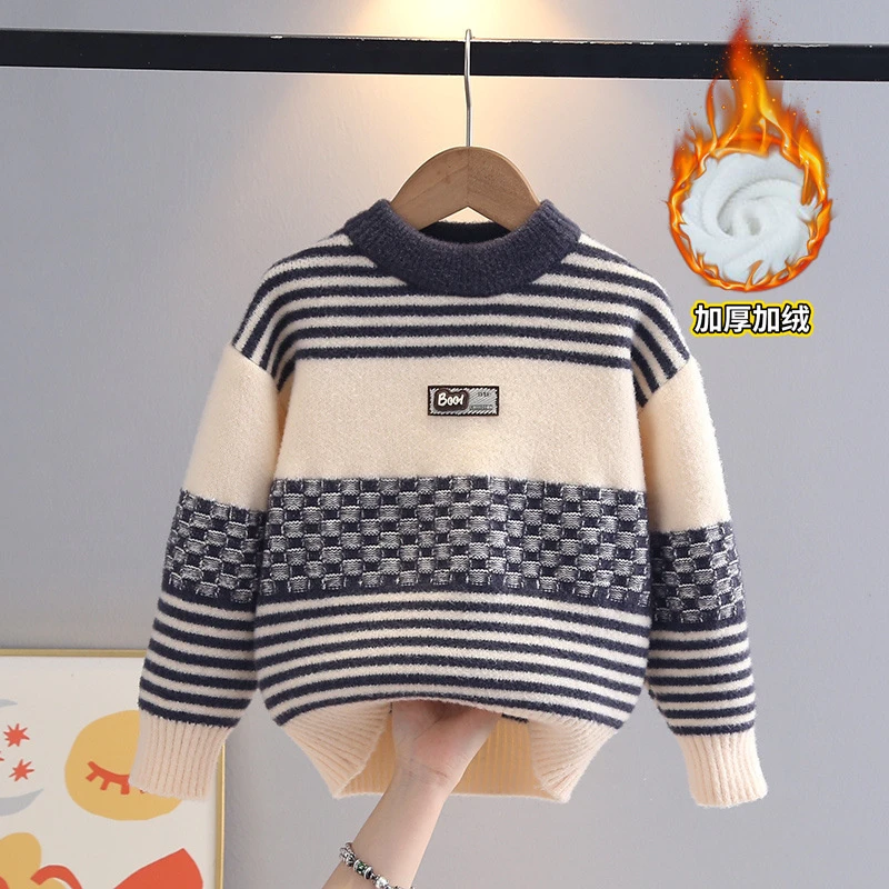 童泰【断码】2025秋冬新款男童韩国绒毛衣男孩中大童针织衫加厚儿童
