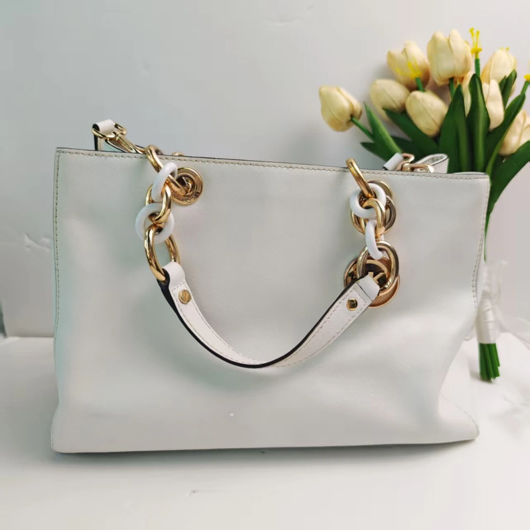 95新 MICHAELKORS/迈克高仕 MK白色托特手提单肩包