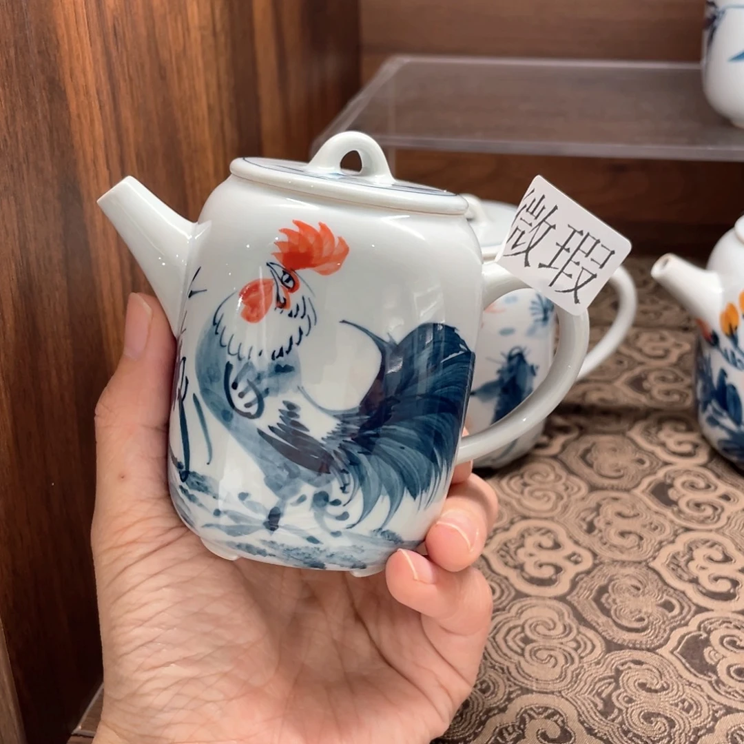 釉下手绘茶具微瑕