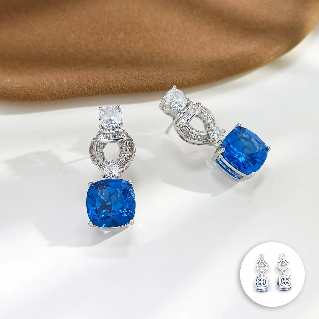 铜合金合成锆石耳饰 WHSM-007515【海月清风】耳饰简约小众时尚女士