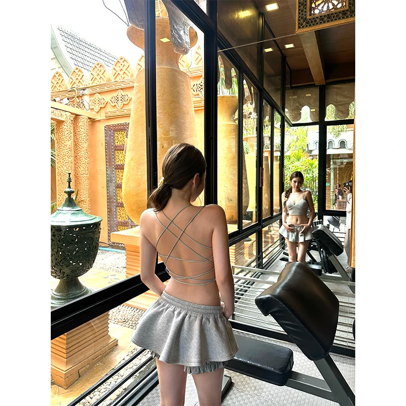 FuunJ 巴恩美背 设计感露背波点挂脖吊带背心女性感辣妹外穿上衣