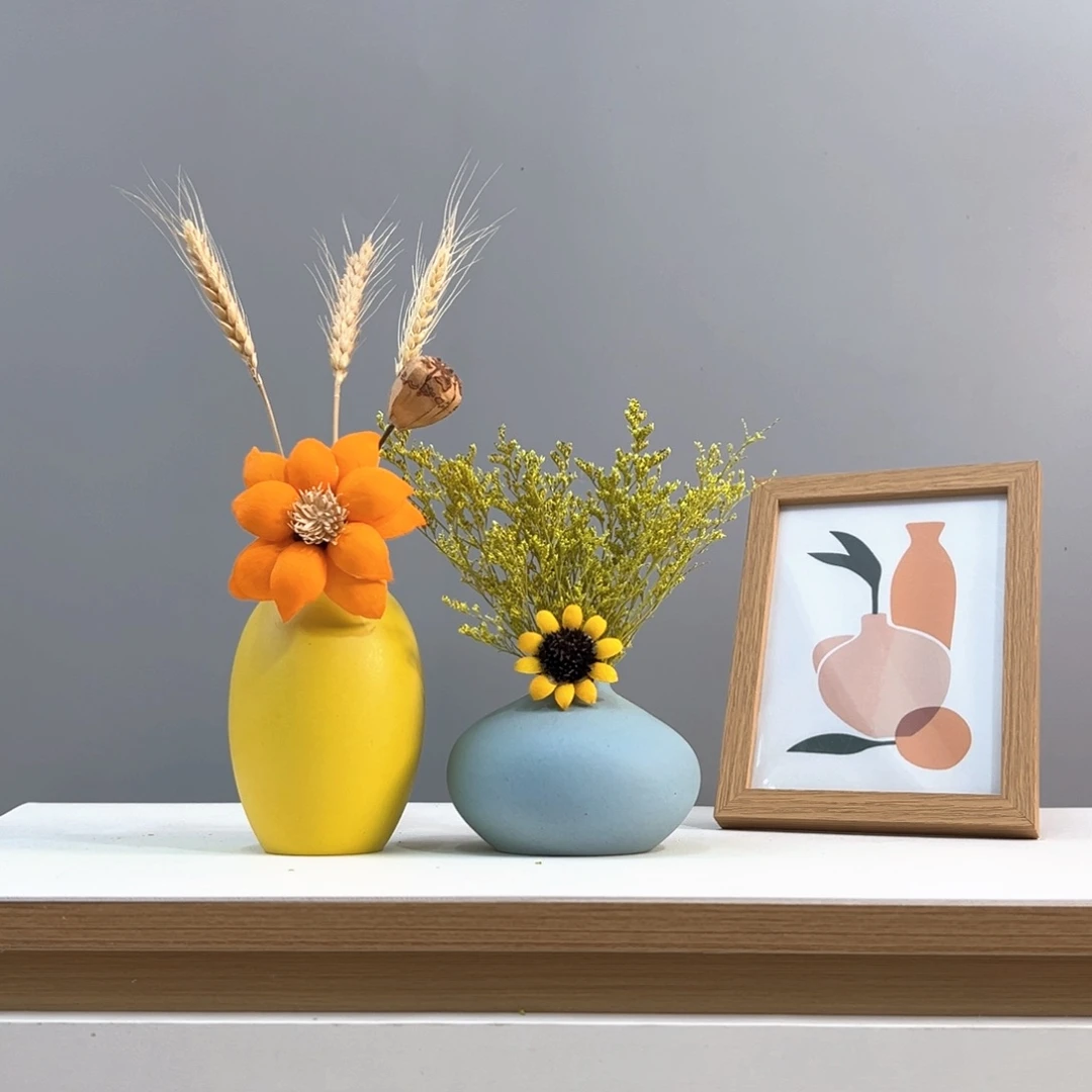 摆件不带画框 花瓶带花高度20-30厘米左右