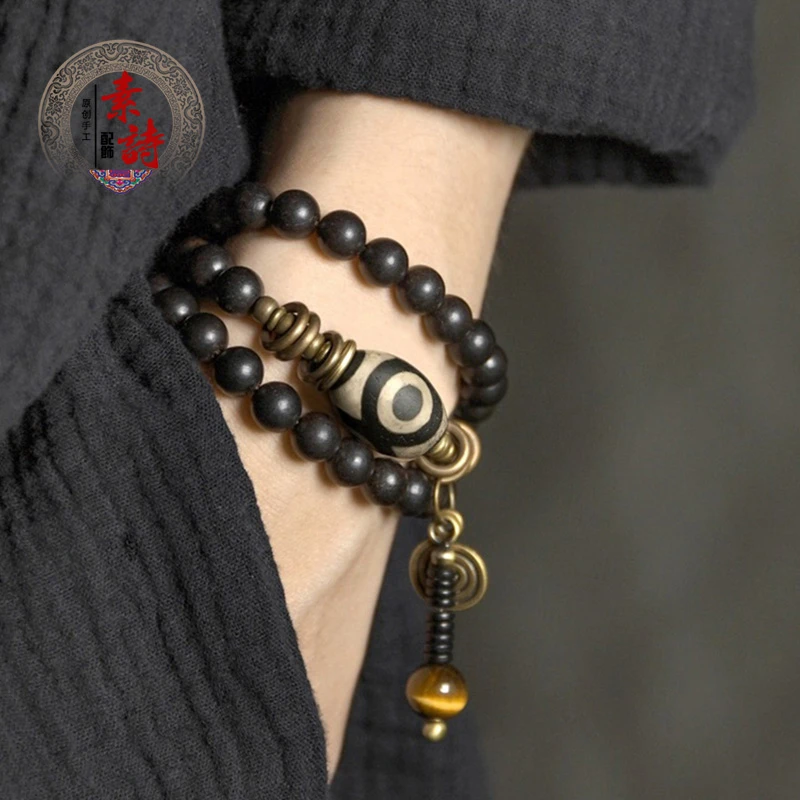 非金属木质手链 原创个性多层女ins小众设计复古潮手串男文艺情侣