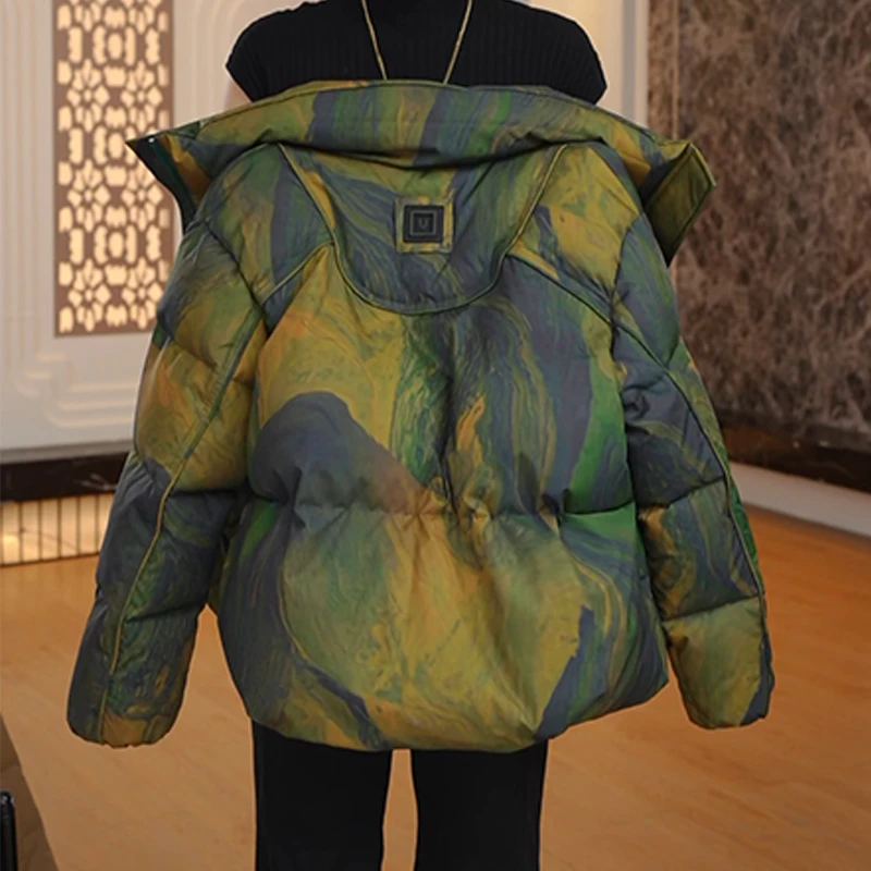 复古时尚高级感棉服女2025新款冬装气质百搭拼色设计感潮流上衣