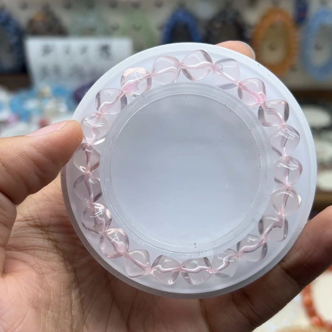 未镶嵌水晶手链粉水晶糖豆
