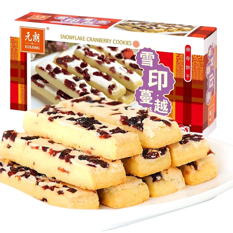 EULONG/元朗蔓越莓曲奇饼干三层口感办公室零食小吃独立包装150g