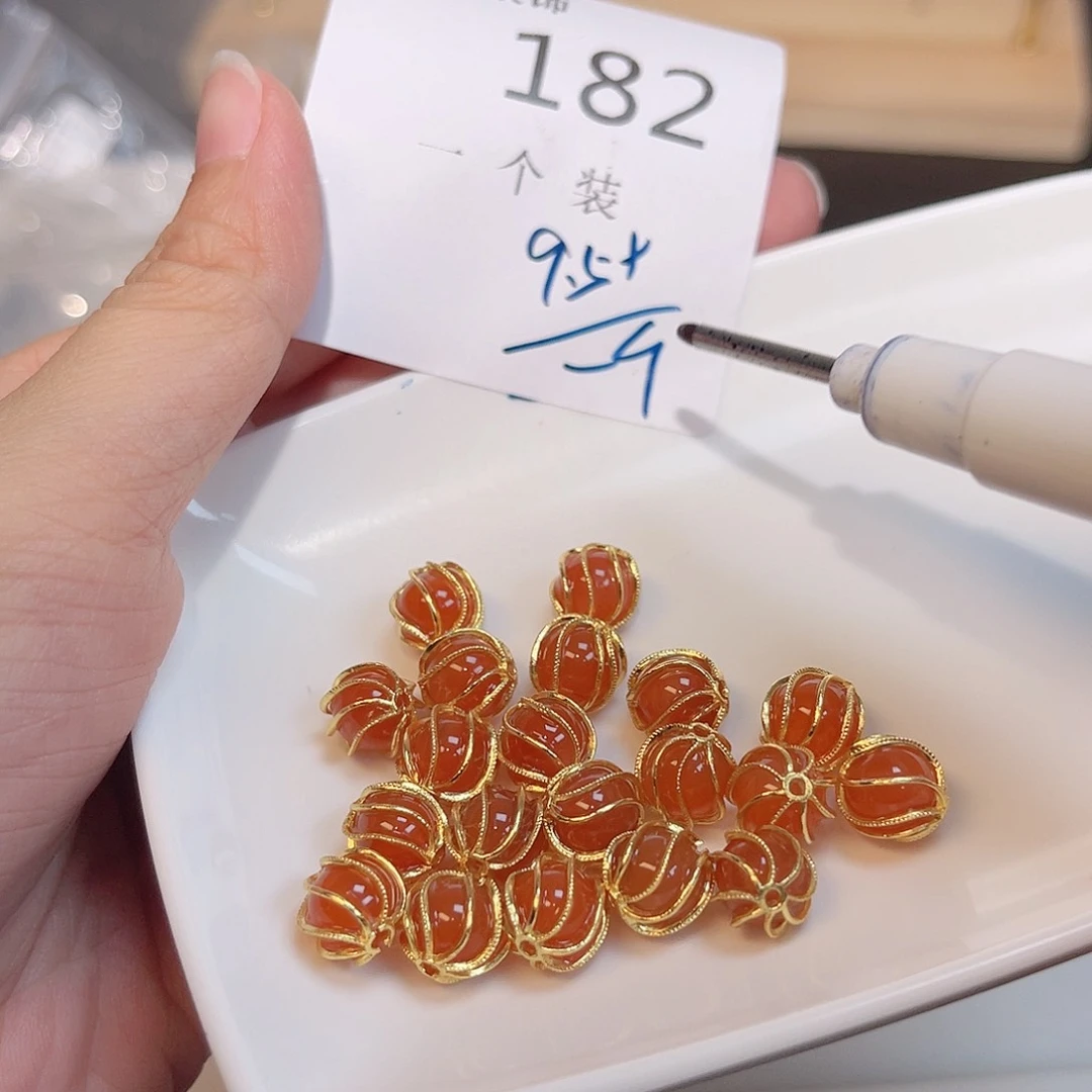 水晶珠宝半成品银S925镀金镶嵌182 。