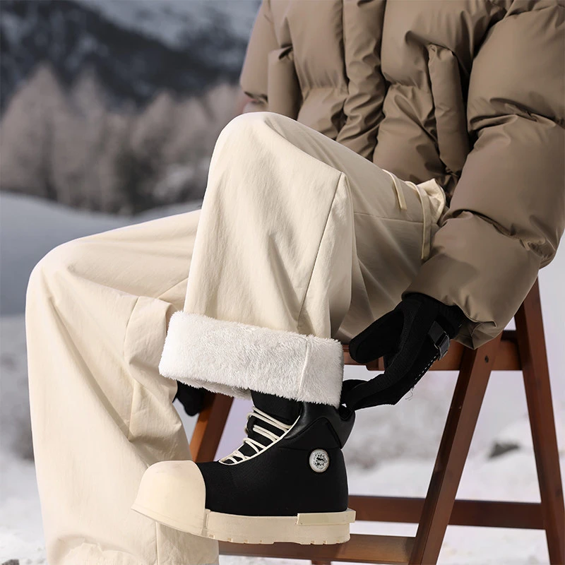 冬季滑雪裤加绒保暖抗寒休闲裤运动直筒裤男女加厚宽松暖裤外穿