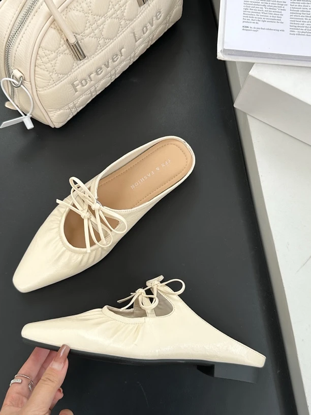 百搭包头平跟蝴蝶结短款包头拖凉拖春季舒适夏季法式半托春夏