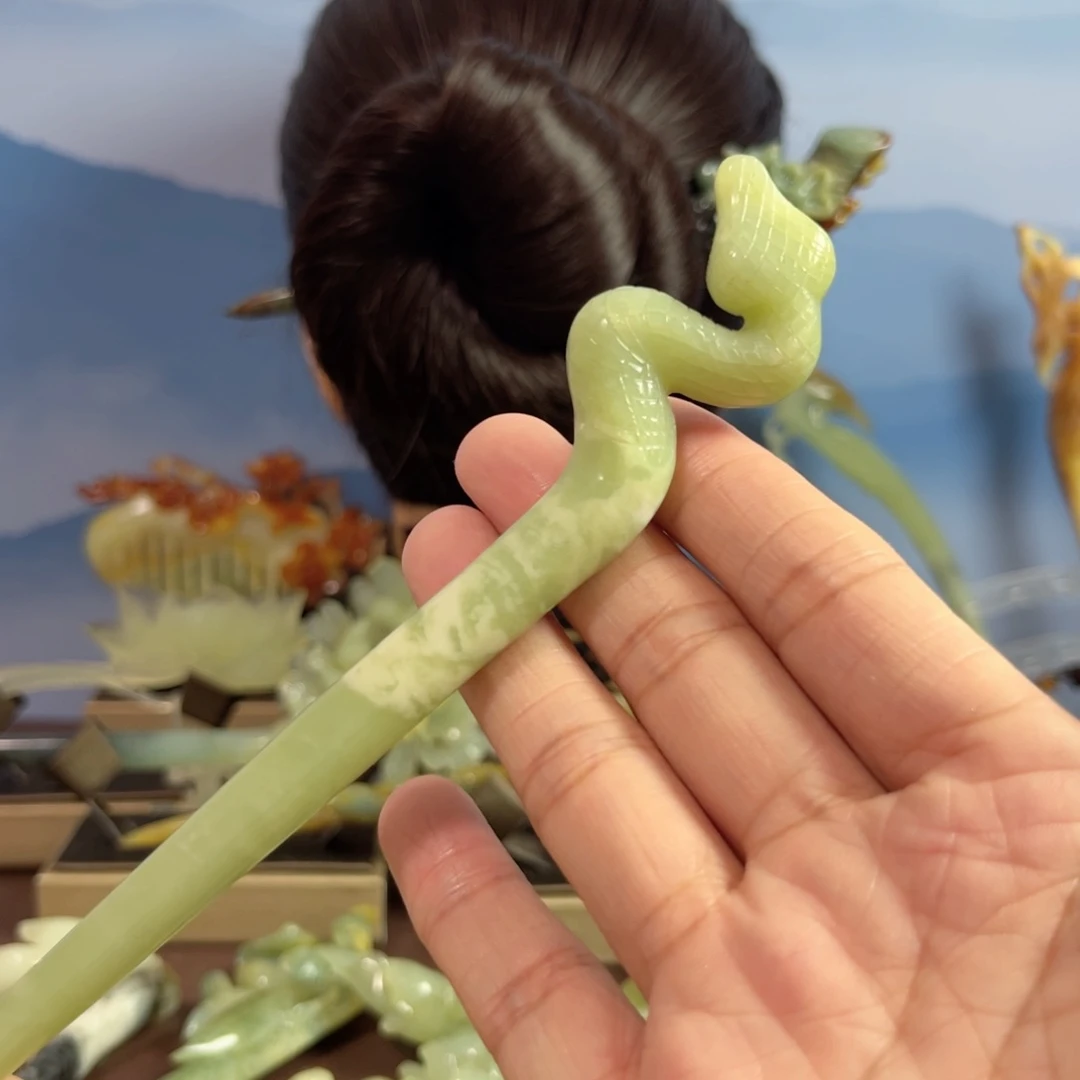 蛇纹石玉发饰合金