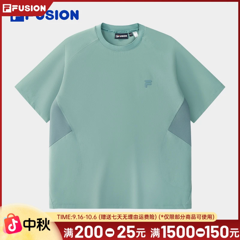 FILA斐乐男士春夏时尚户外休闲宽松印花圆领运动T恤T11M521107