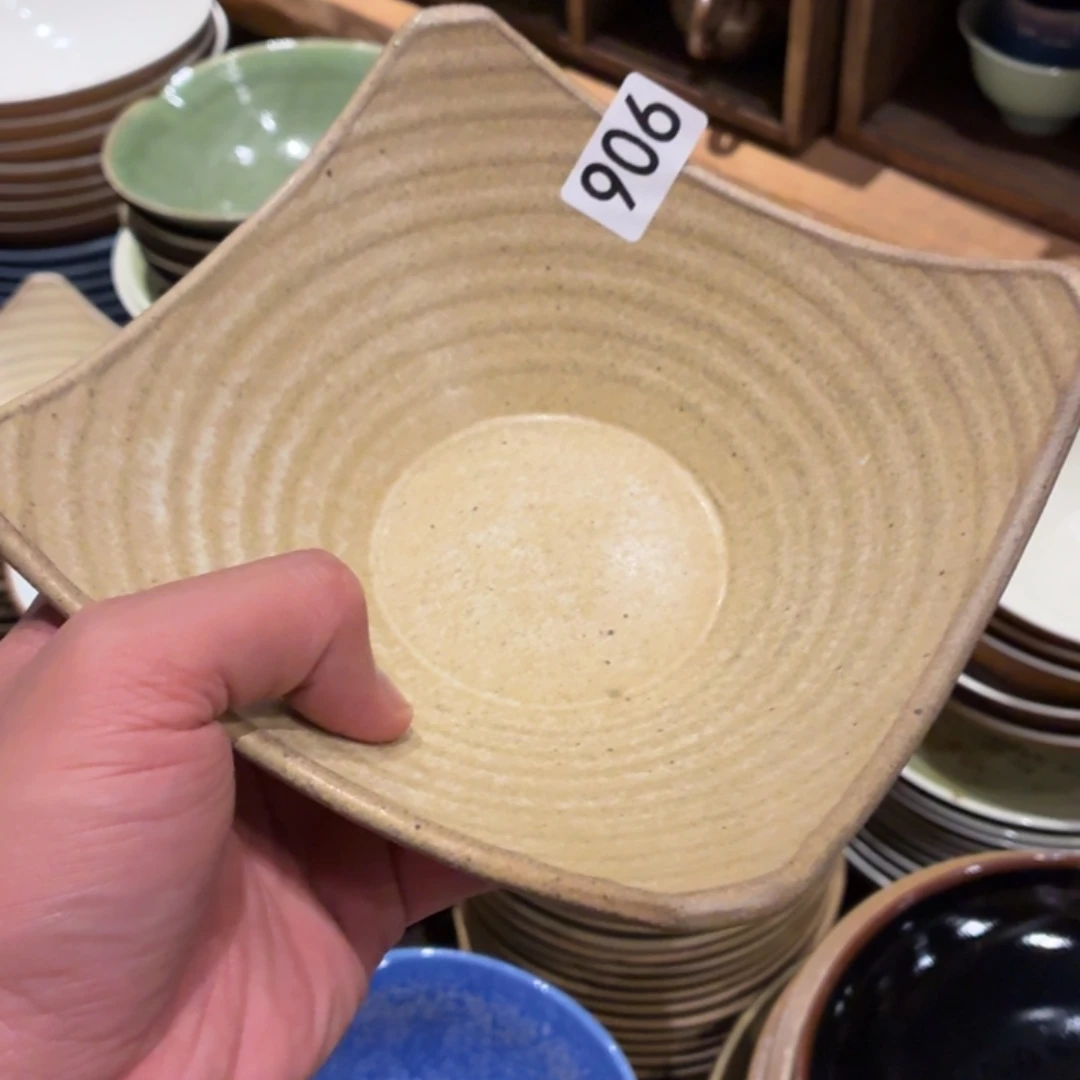 维***s瓷片906微瑕紫砂四角盘1个