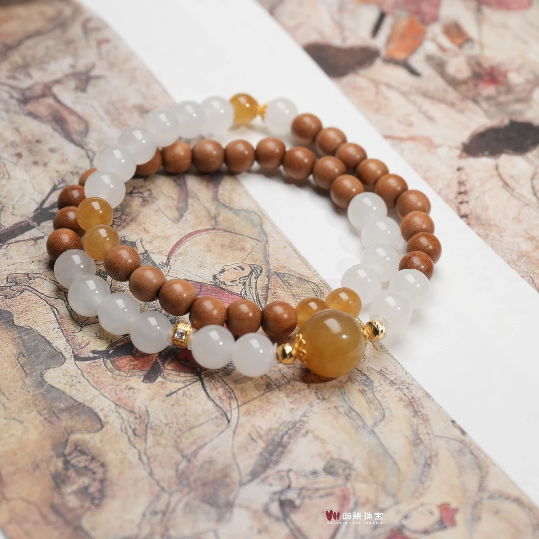 F698 和田玉18k金镶嵌 和田18k棕双圈