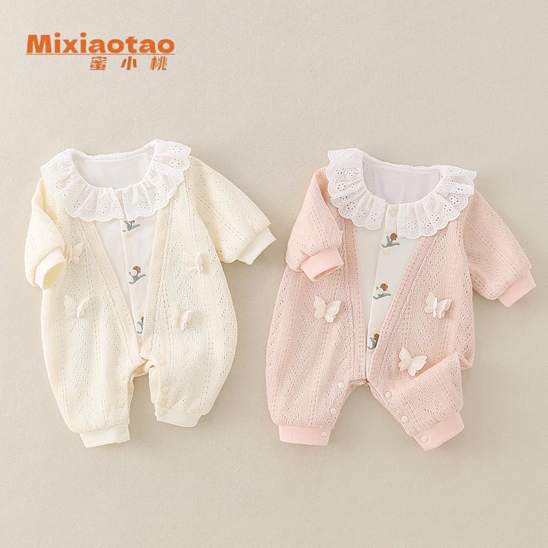 秋款（双层）针织连体衣闭档哈衣连体衣外出服哈衣宝宝婴儿儿童衣服