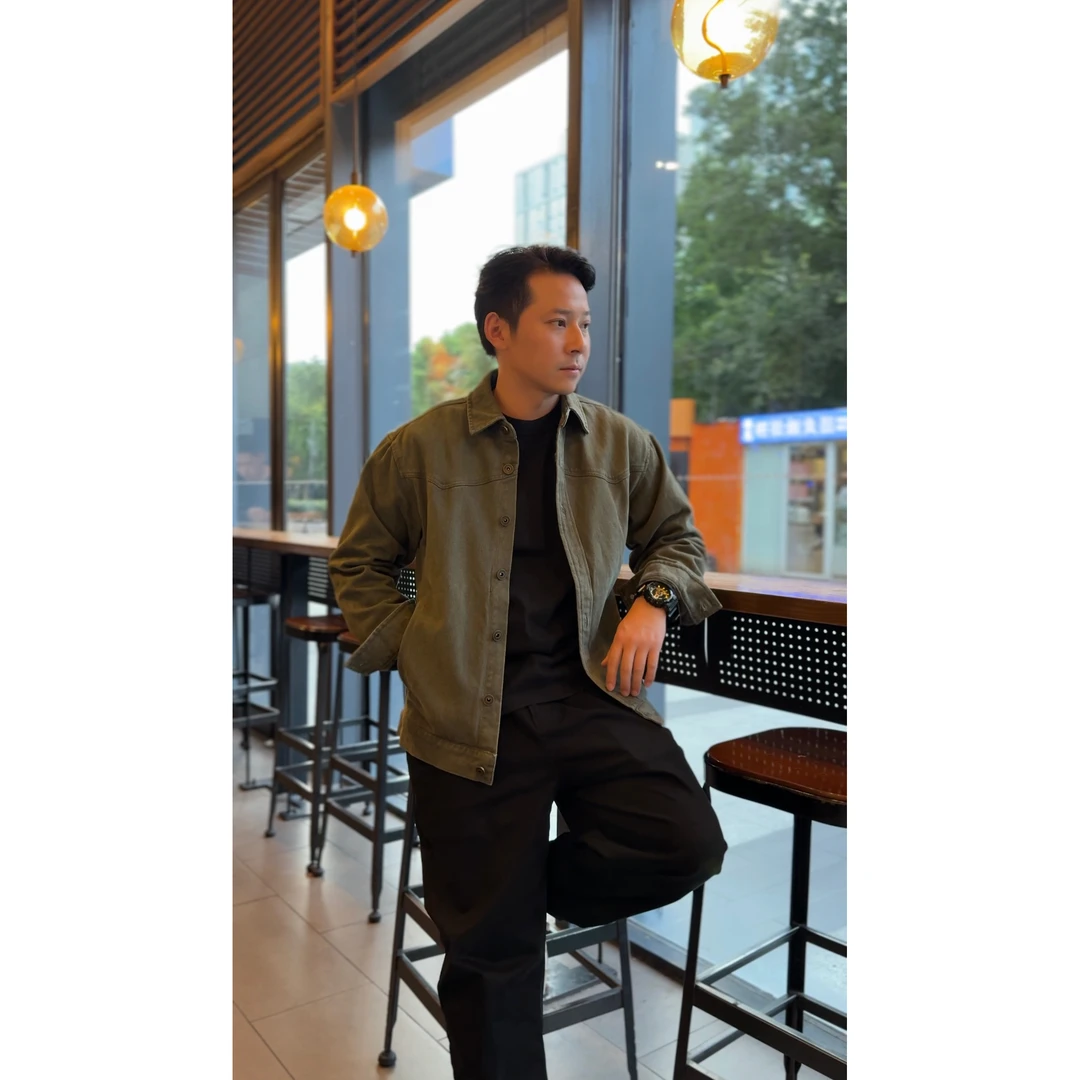 古休2025秋季新款纯棉复古磨毛夹克外套复古百搭经典时尚