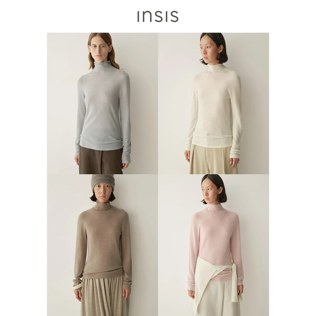 {12.26日新品}INSISFEMME水溶羊毛高领无缝套头针织衫FN25421524