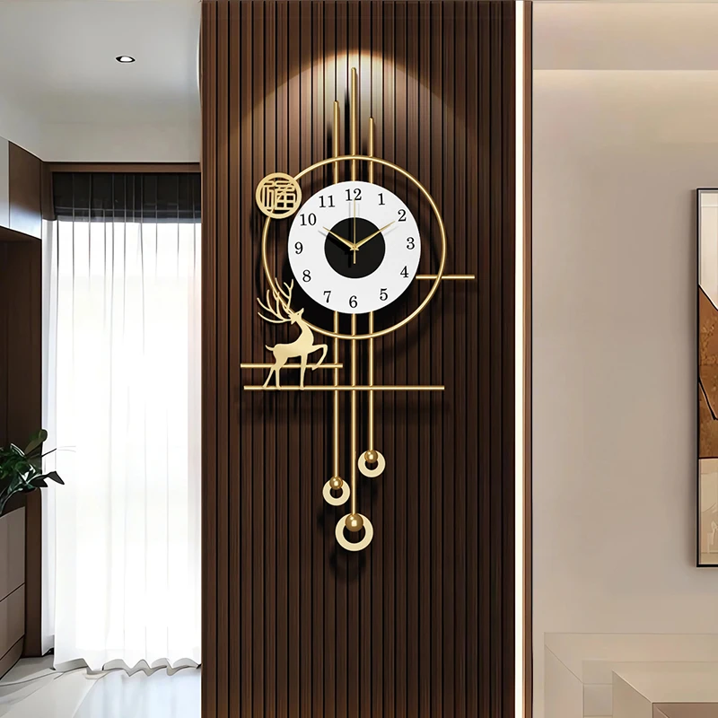 创意挂钟客厅钟表高级感2025新款现代简约风挂墙上免打孔网红时钟