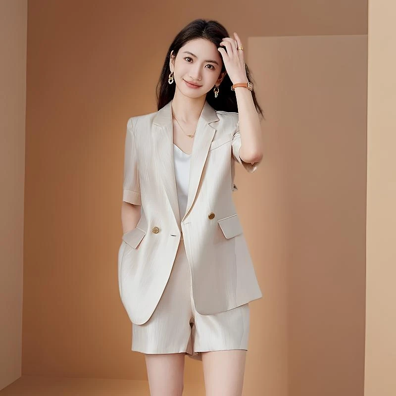 短袖西装外套女夏季薄2025款新款今年流行高级感休闲时尚西服套装