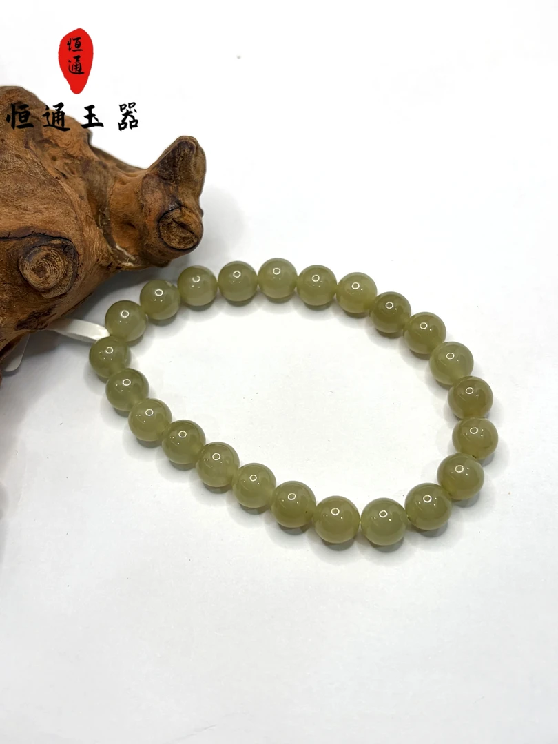和田玉手串尺寸约8mm-1-188