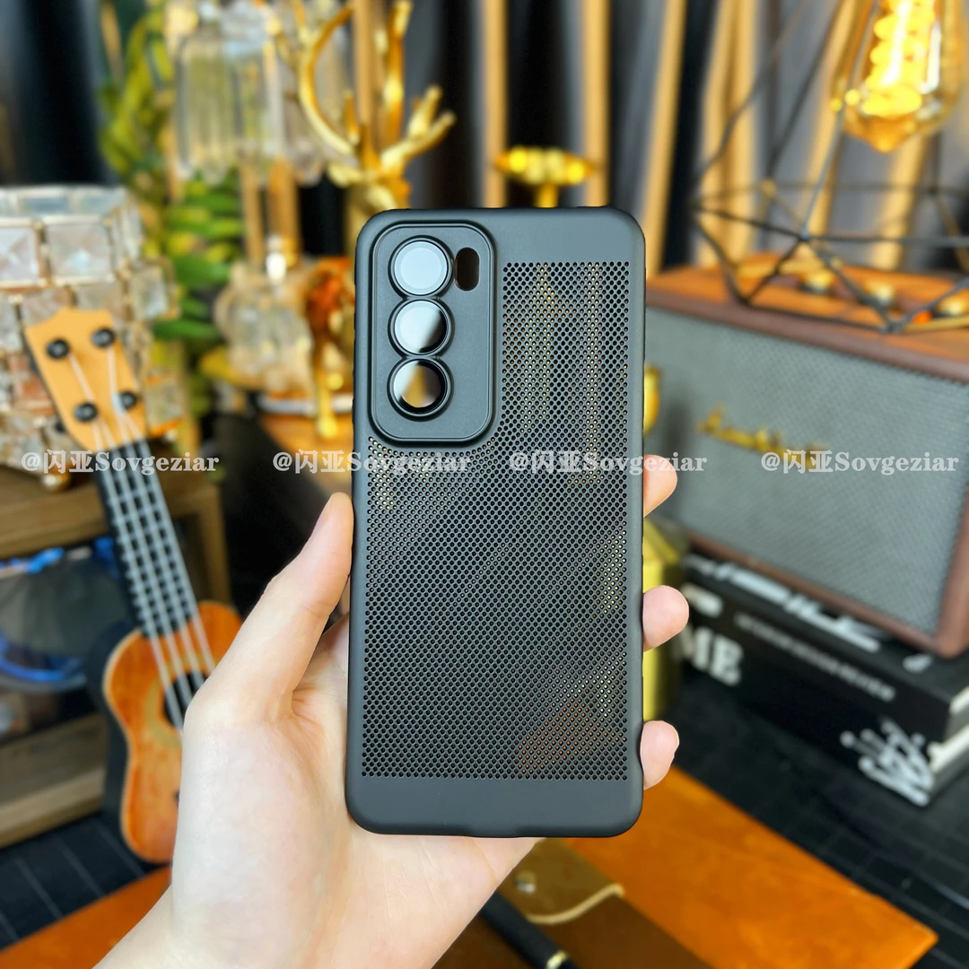 【超薄散热+肤感磨砂】适用于OPPO Reno12手机壳网格透气镜头圈