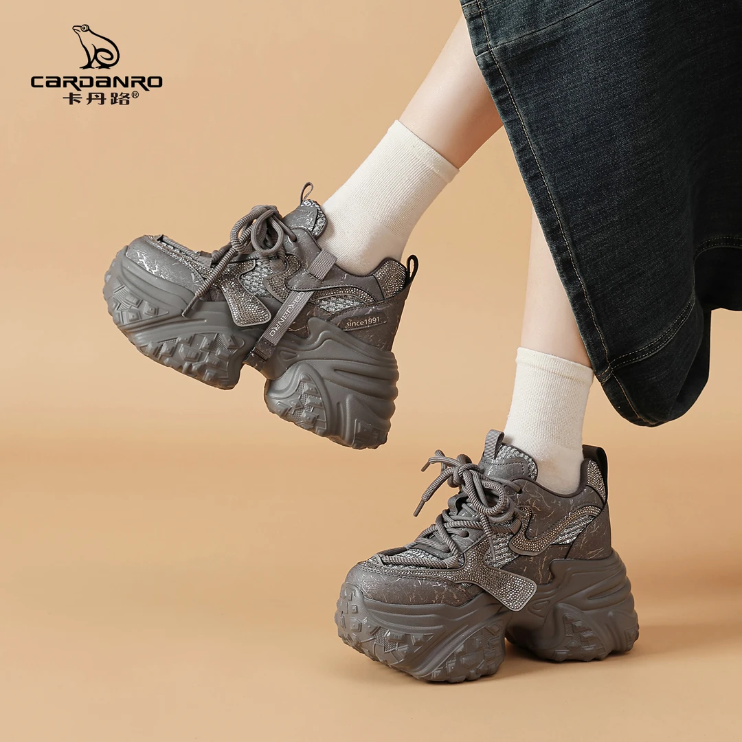 意大利卡丹路厚底增高10cm女鞋老爹鞋休闲时尚鞋百搭纯色不过时