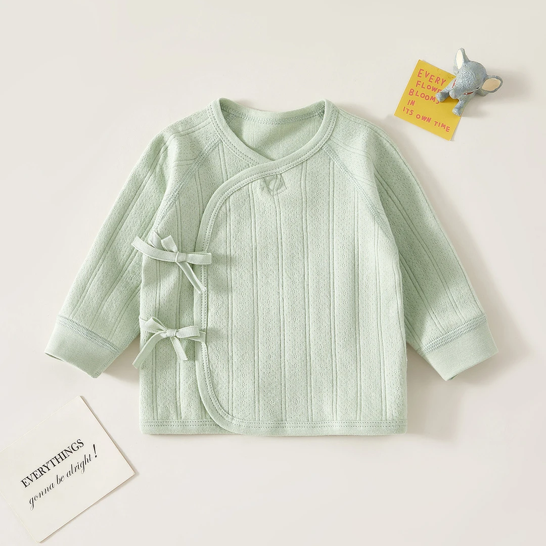 新生婴儿衣服上衣校服和尚纯棉初生秋衣春秋季宝宝内衣无骨半背