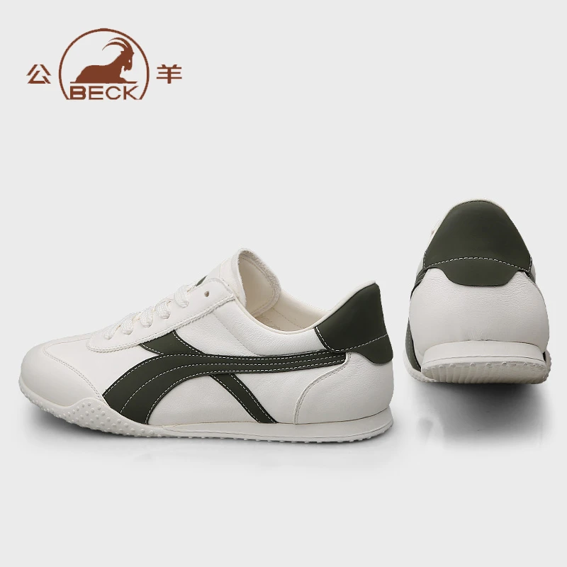 公羊男鞋2025春季新款真皮休闲皮鞋低帮软底小白鞋男开车鞋阿甘鞋