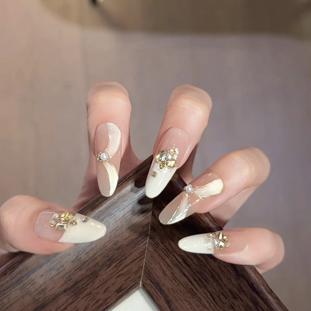 【丝滑飘带】纯手工穿戴甲指甲贴 邻家姐姐显白 可拆卸光疗甲