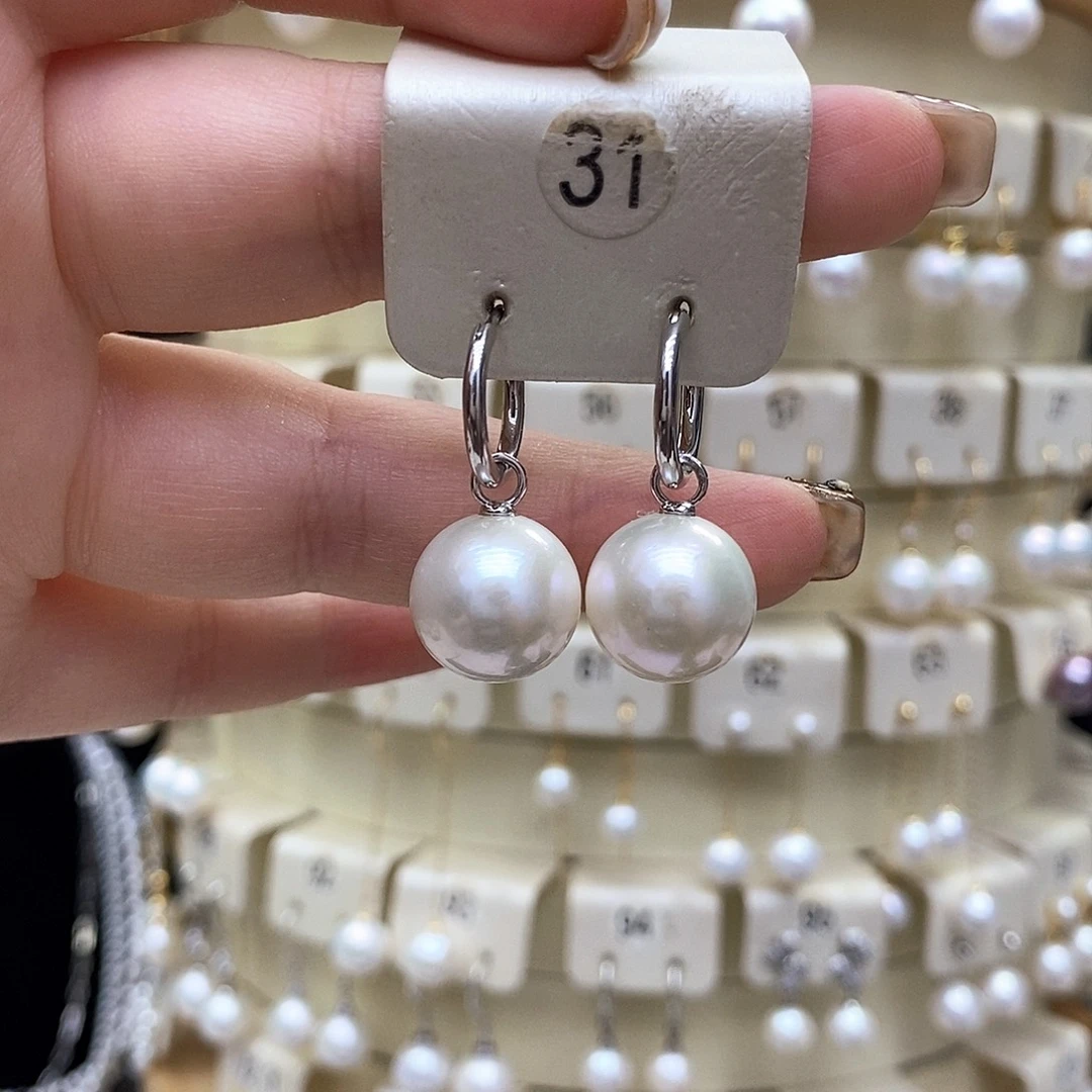 银S925镶嵌淡水珍珠耳饰