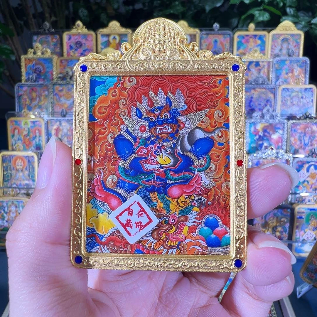 吊坠黑财热贡纯手绘唐卡