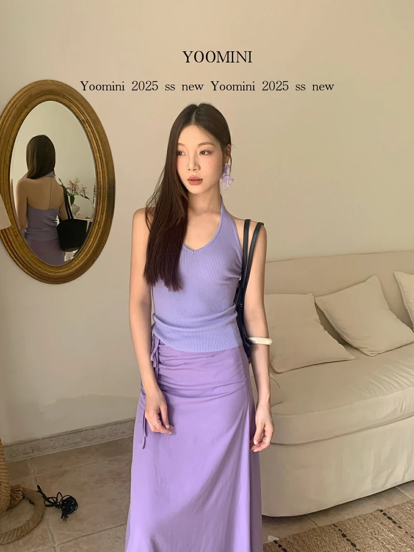 17305 挂脖露背小上衣