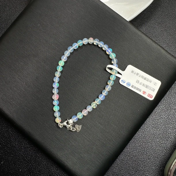 天然欧泊圆珠手链（多样性发一）    天然杂裂矿点，完美主义慎拍