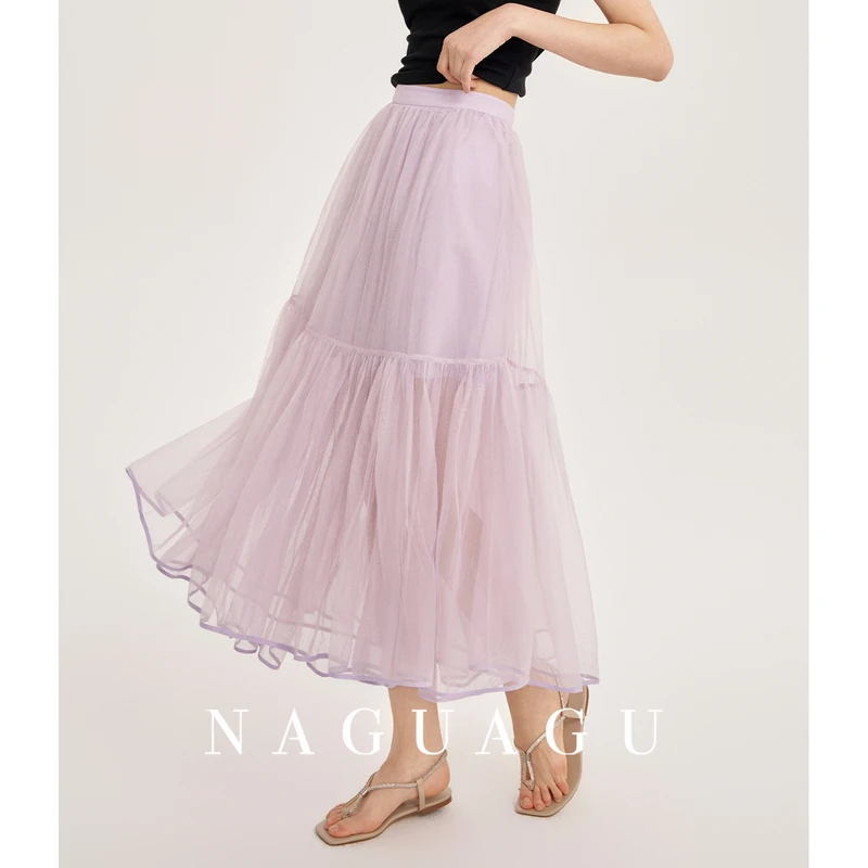 【爱丽丝梦境】飘逸轻纱面料 重工气质A字伞裙法式浪漫拼接半裙